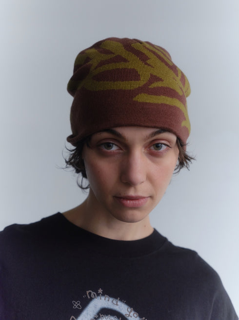 nyke × Cycle TAG BEANIE -BROWN×KHAKI-